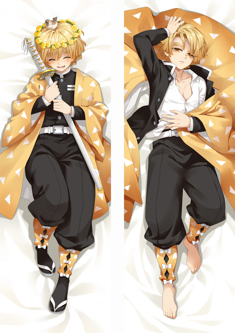 Kimetsu no Yaiba Agatsuma Zenitsu Anime Dakimakura Japanese Love Body Pillow Cover