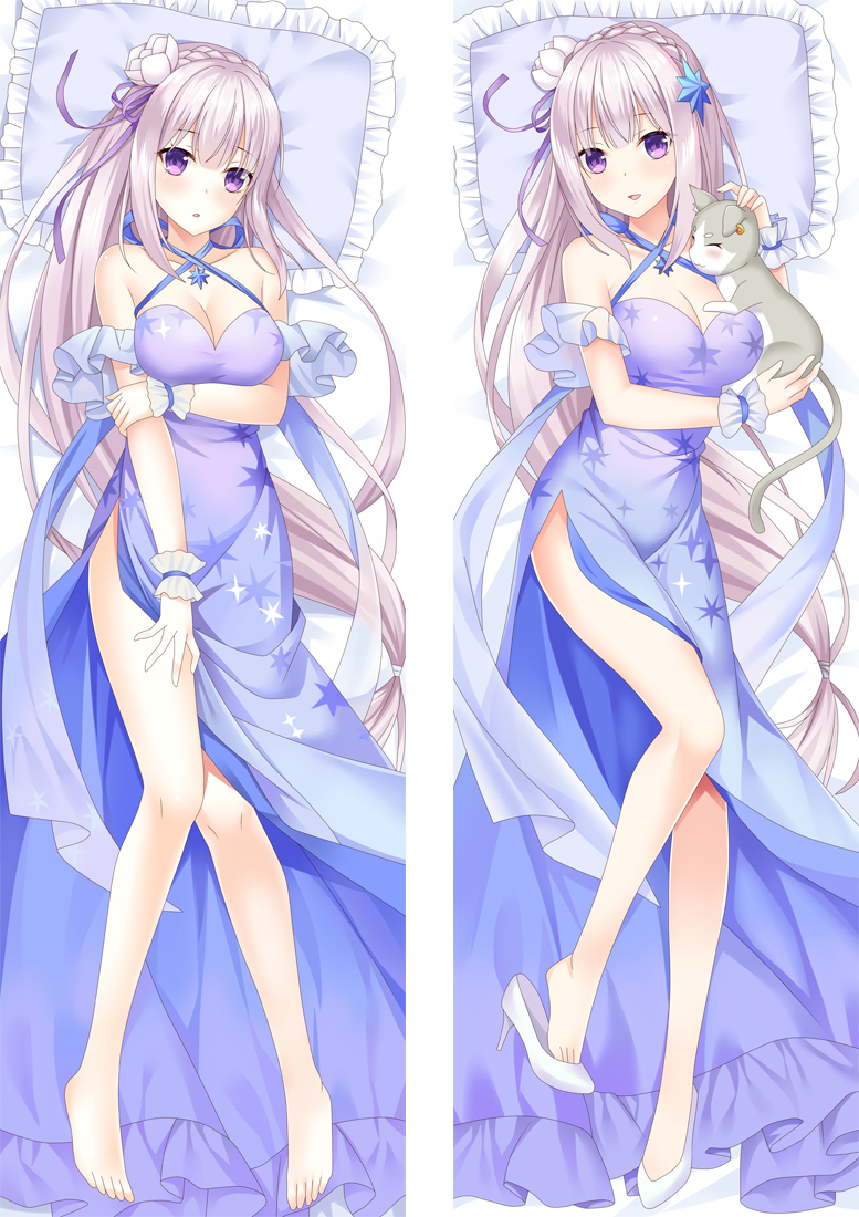 ReZero Emilia Anime Dakimakura Japanese Hugging Body PillowCover