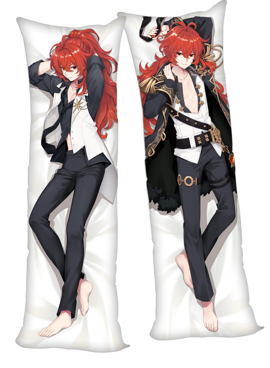 Genshin Impact Diluc Anime Dakimakura 3d Pillow Japanese Lover Pillow