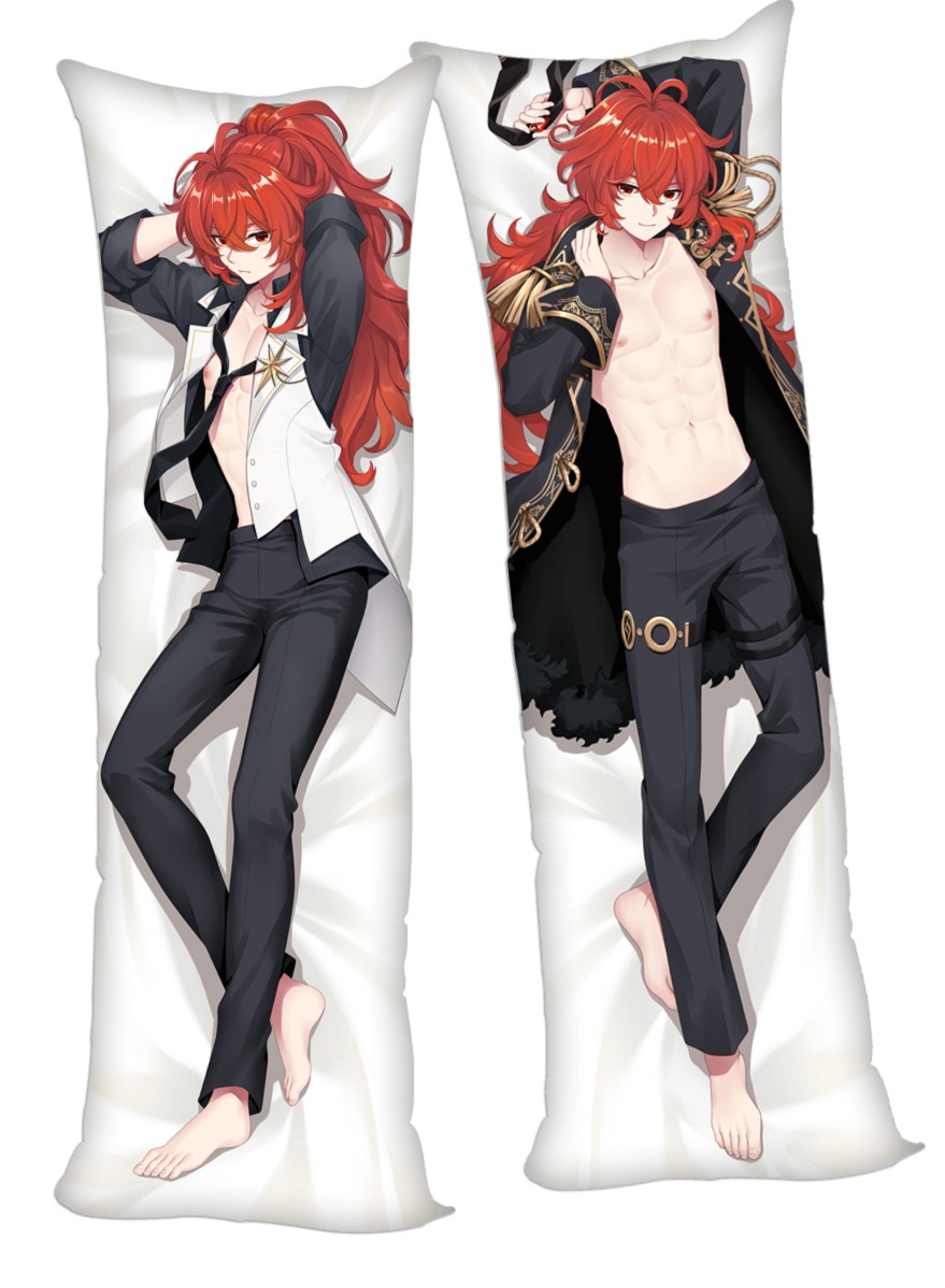 Genshin Impact Diluc Anime Dakimakura 3d Pillow Japanese Lover Pillow