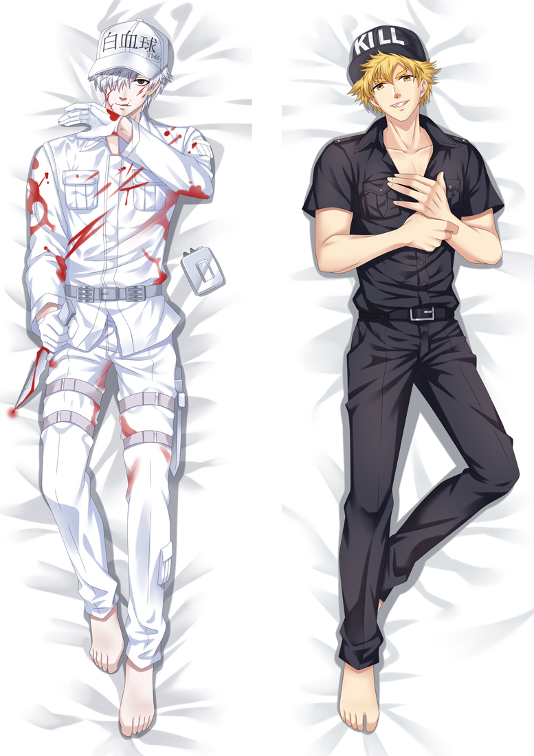 Cells at Work! White Blood Cell Leukocyte & Kill Cytotoxic T cell Anime Dakimakura Pillow 3D Japanese Lover Pillow