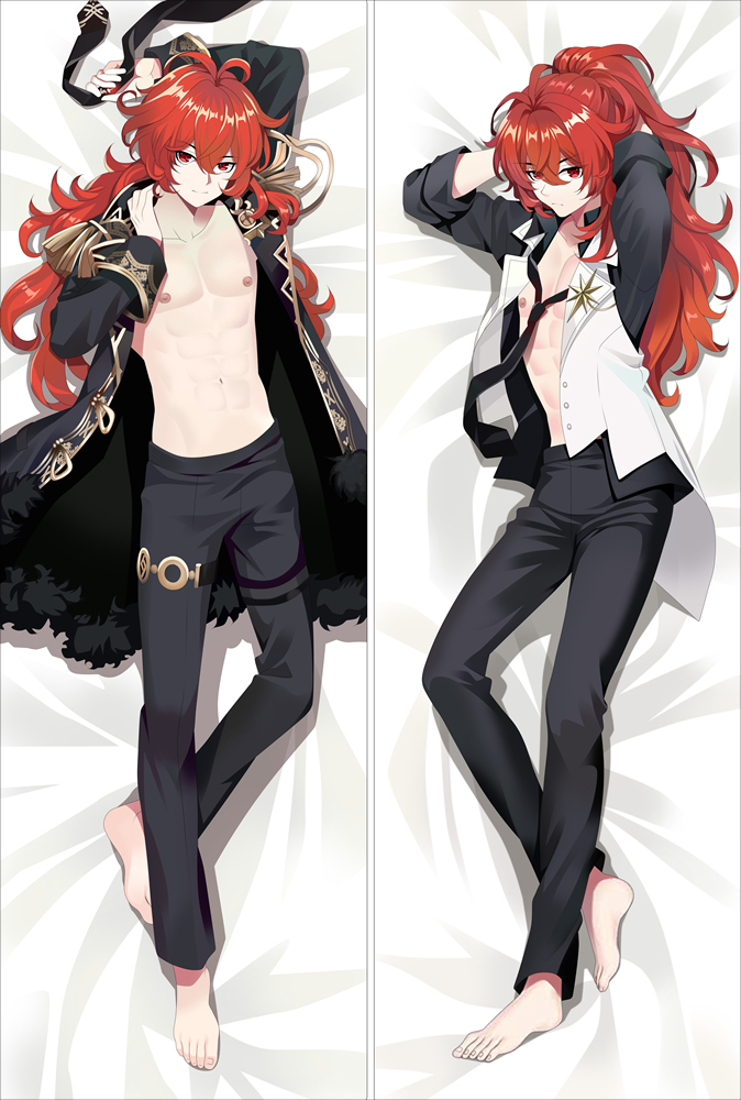 Diluc Ragnvindr Genshin Impact Anime Dakimakura Japanese Hugging Body Pillow Cover