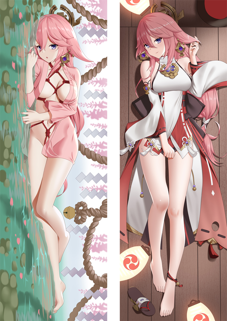 Genshin Impact Yae Miko Anime Dakimakura Pillow 3D Japanese Lover Body Pillow