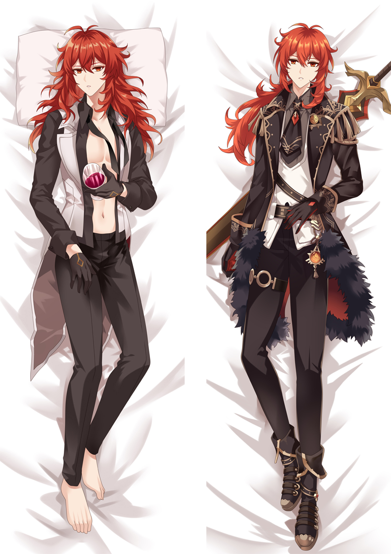 Genshin Impact Diluc Anime Dakimakura Pillow 3D Japanese Lover Body Pillow