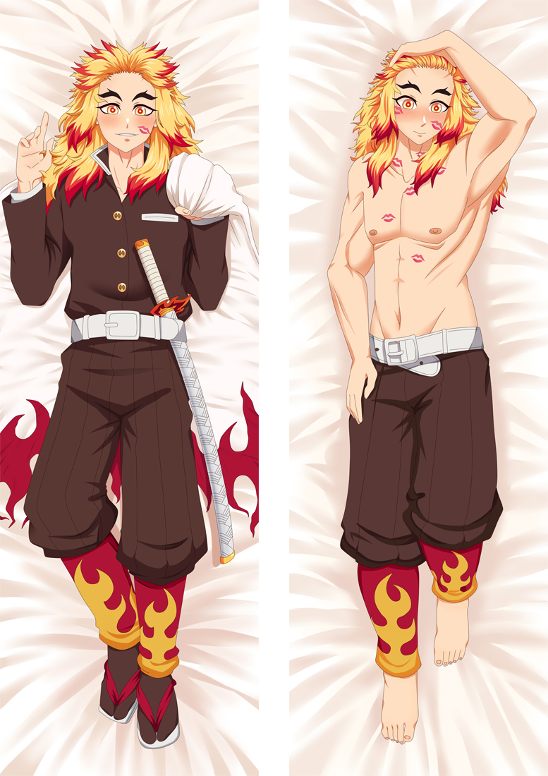 Demon Slayer Kimetsu no Yaiba Rengoku Kyoujurou Anime Dakimakura Pillow 3D Japanese Lover Pillow