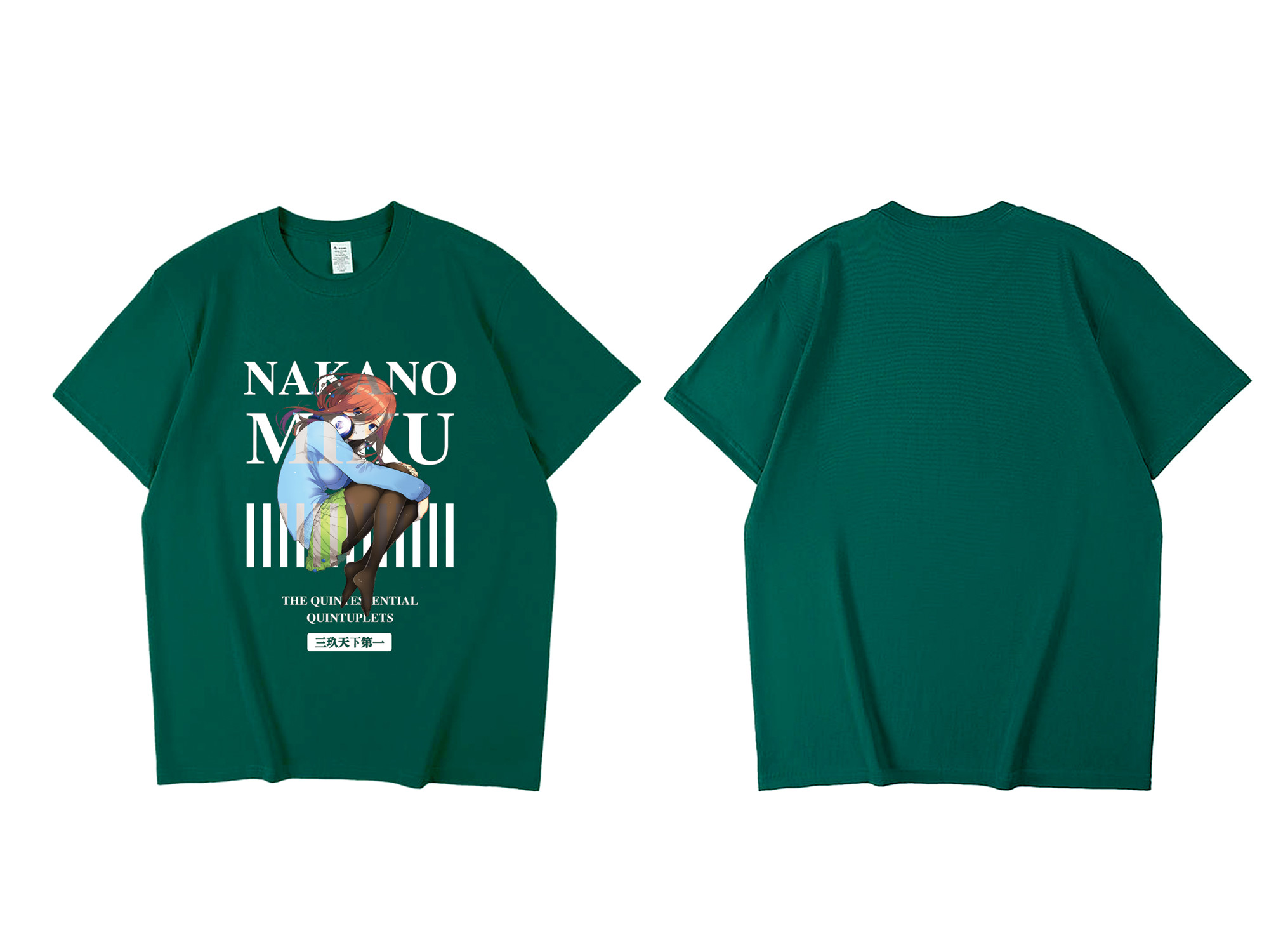 Nakano Miku The Quintessential Quintuplets Unisex Anime Mens/Womens Short Sleeve T-shirts Fashion Printed Tops Cosplay Costume