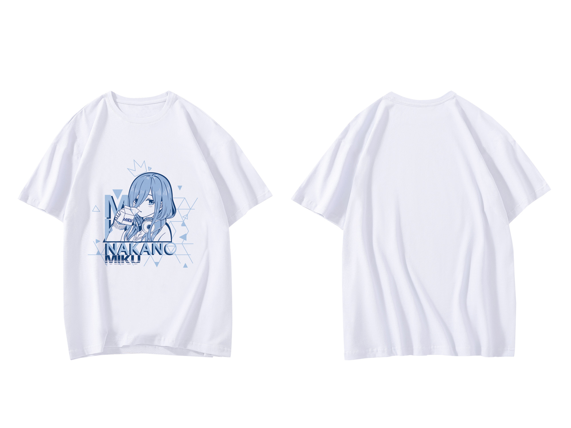 Nakano Miku The Quintessential Quintuplets Unisex Anime Mens/Womens Short Sleeve T-shirts Fashion Printed Tops Cosplay Costume