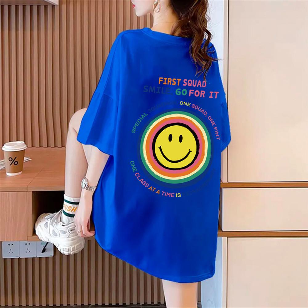 Sun Smiley Face Blue_1 Unisex Mens/Womens Short Sleeve T-shirts Fashion Printed Japanese luxury Tops