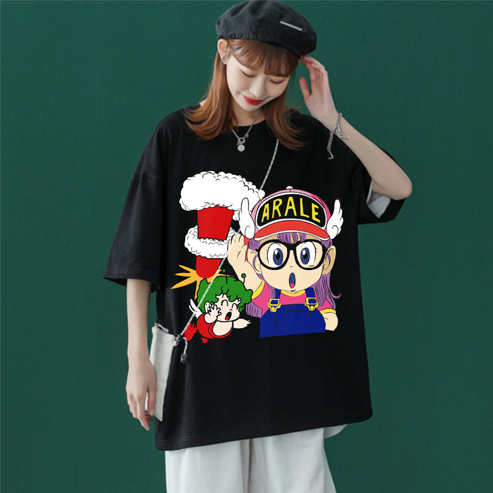 ARALE Black Unisex Mens/Womens Short Sleeve T-shirts Fashion Printed Japanese luxury Tops