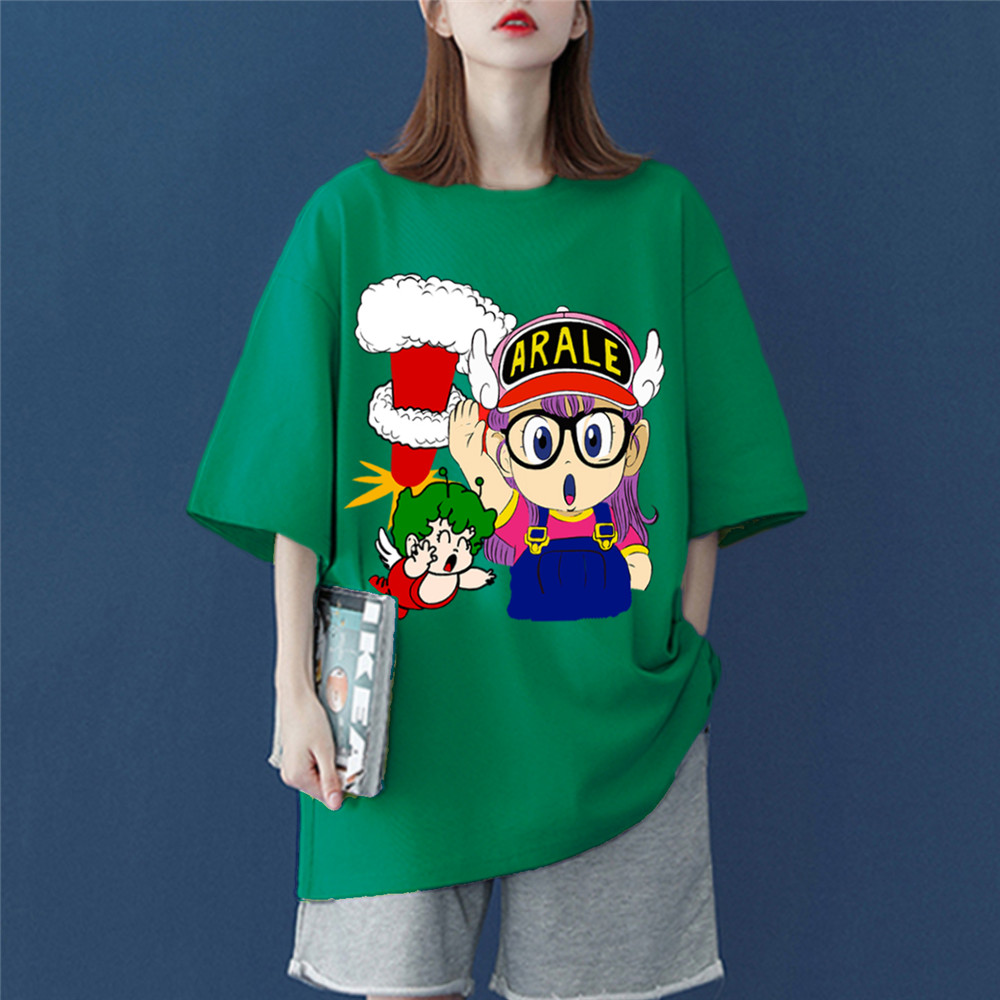 ARALE Green Unisex Mens/Womens Short Sleeve T-shirts Fashion Printed Japanese luxury Tops