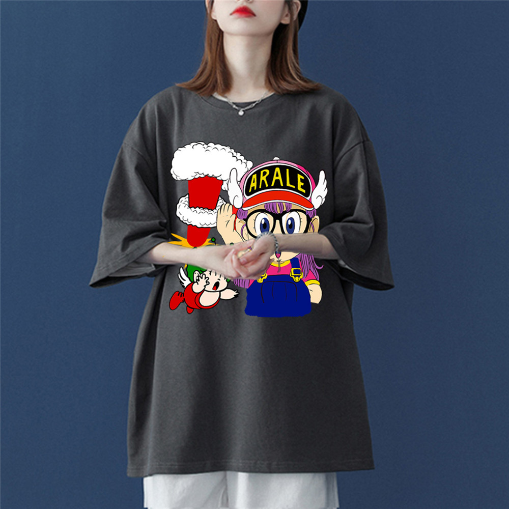 ARALE Grey Unisex Mens/Womens Short Sleeve T-shirts Fashion Printed Japanese luxury Tops