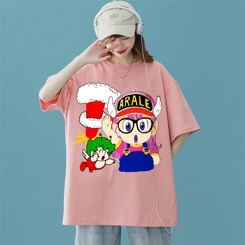 ARALE Pink Unisex Mens/Womens Short Sleeve T-shirts Fashion Printed Japanese luxury Tops
