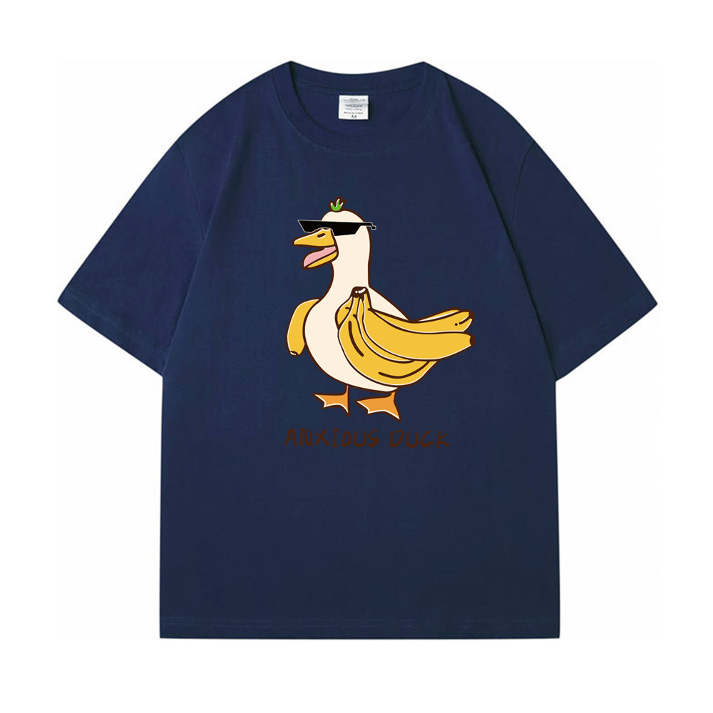 ANXIOUS Duck 2 Unisex Mens/Womens Short Sleeve T-shirts Fashion Printed Japanese luxury Tops