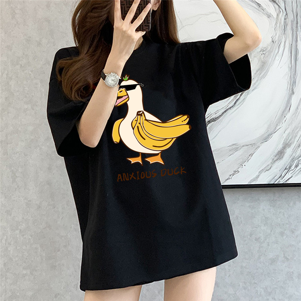 ANXIOUS Duck 3 Unisex Mens/Womens Short Sleeve T-shirts Fashion Printed Japanese luxury Tops