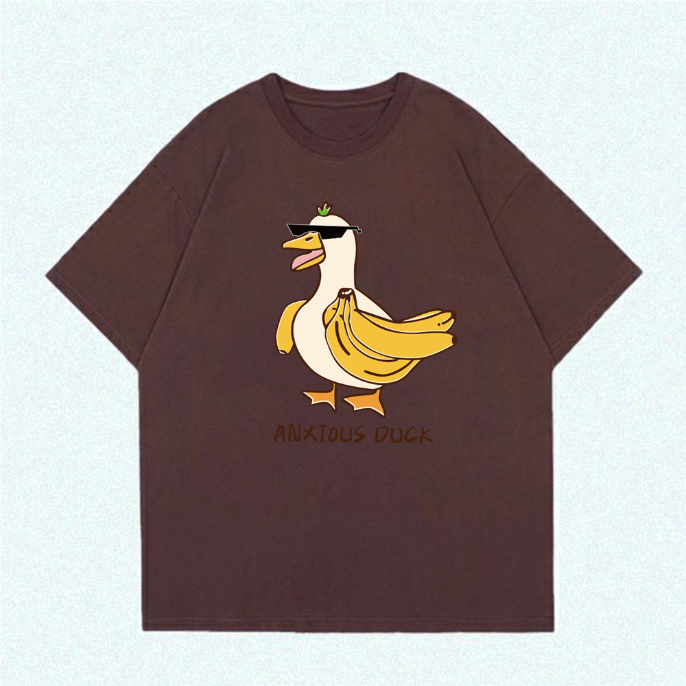 ANXIOUS Duck 5 Unisex Mens/Womens Short Sleeve T-shirts Fashion Printed Japanese luxury Tops