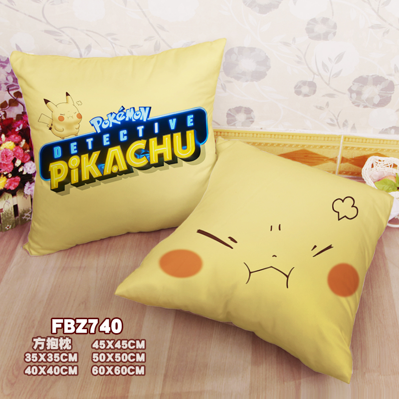 Detective Pikachu-Movie Party 45x45cm(18x18inch) Square Anime Dakimakura Throw Pillow Case