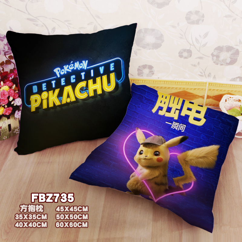 Detective Pikachu-Movie 45x45cm(18x18inch) Square Anime Dakimakura Throw Pillow Cover