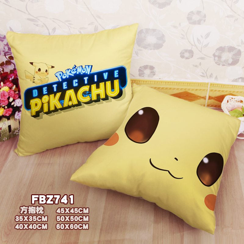 Great Detective Pikachu-Movie Party 45x45cm(18x18inch) Square Anime Dakimakura Throw Pillow Case