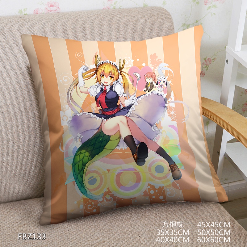 Kobayashi'S Dragon Maid Anime 45x45cm(18x18inch) Square Anime Dakimakura Throw Pillow Cover