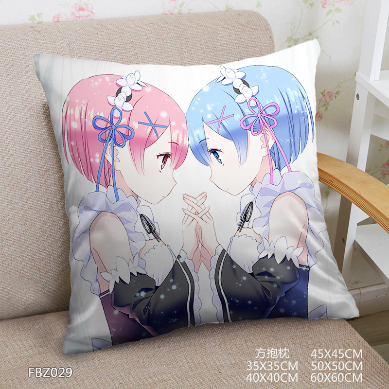 Re:Life In A Different World From Zero Anime 45x45cm(18x18inch) Square Anime Dakimakura Throw Pillow Cover