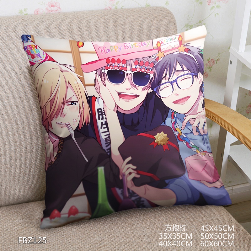 Yuri On Ice Anime 45x45cm(18x18inch) Square Anime Dakimakura Throw Pillow Cover