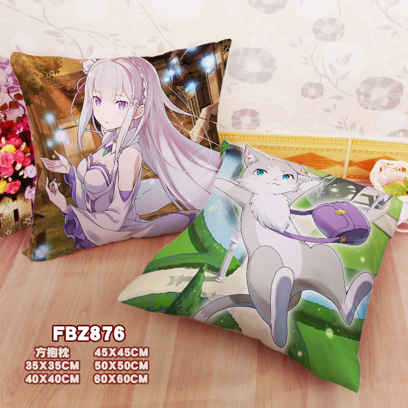 New Emilia Puck Rezero 45x45cm(18x18inch) Square Anime Dakimakura Throw Pillow Cover Fbz876