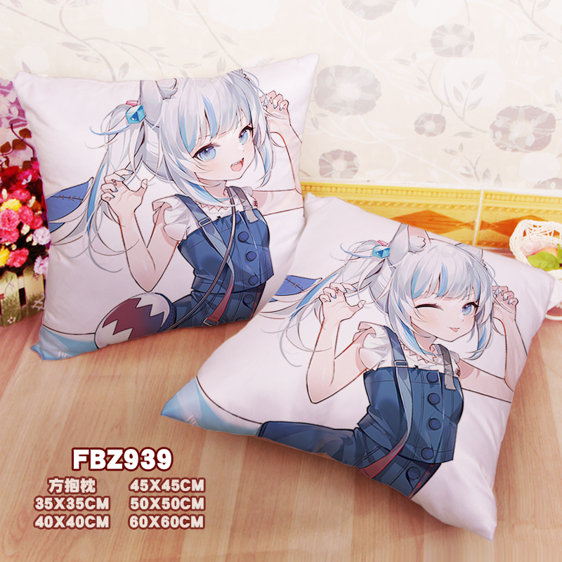New Gawr Gura Hololive 45x45cm(18x18inch) Square Anime Dakimakura Throw Pillow Cover Fbz939