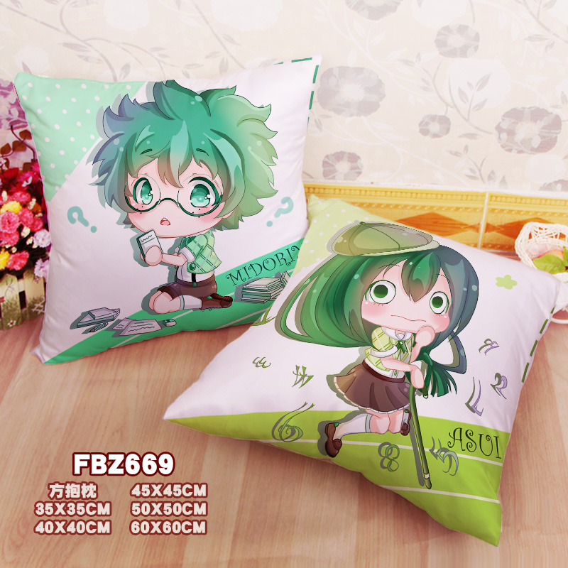 New Izuku Midoriya Tsuyu Asui My Hero Academia 45x45cm(18x18inch) Square Anime Dakimakura Throw Pillow Cover Fbz669