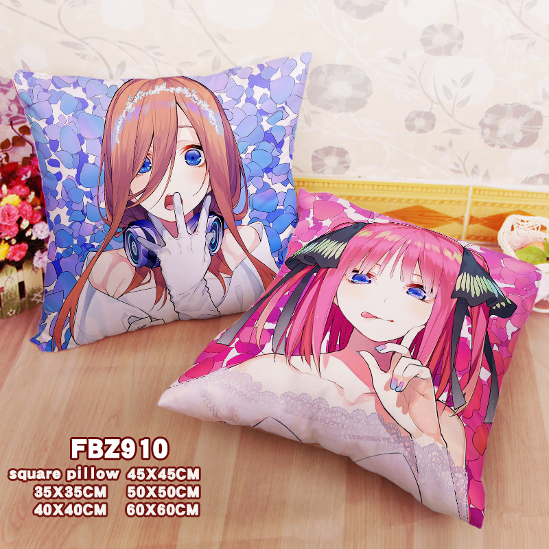 New Miku Nakano Nino Nakano The Quintessential Quintuplets 45x45cm(18x18inch) Square Anime Dakimakura Throw Pillow Cover Fbz910