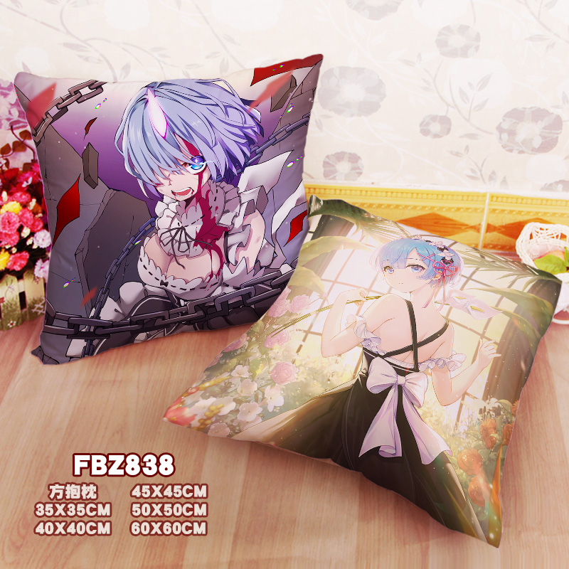 New Rem Re Zero 45x45cm(18x18inch) Square Anime Dakimakura Throw Pillow Cover Fbz838
