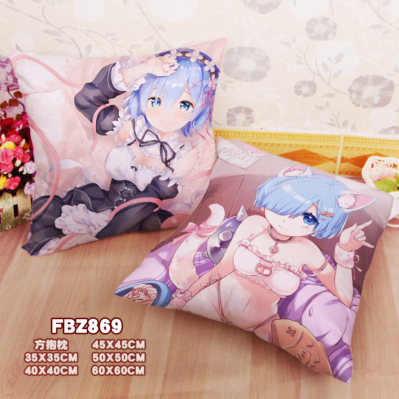 New Rem Re Zero 45x45cm(18x18inch) Square Anime Dakimakura Throw Pillow Cover Fbz869