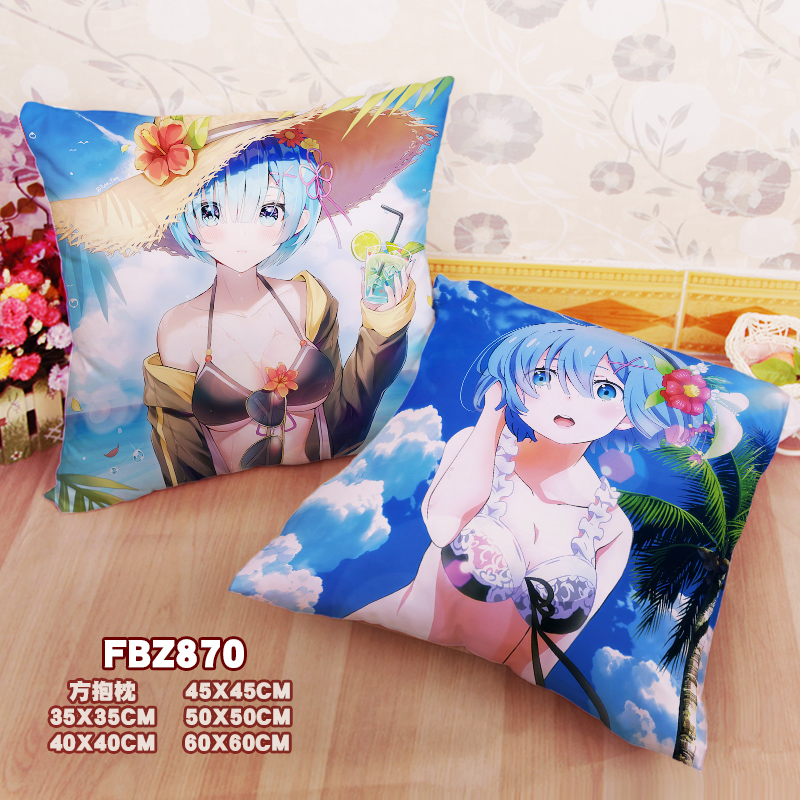 New Rem Re Zero 45x45cm(18x18inch) Square Anime Dakimakura Throw Pillow Cover Fbz870