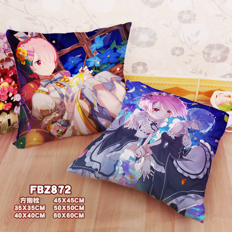New Rem Re Zero 45x45cm(18x18inch) Square Anime Dakimakura Throw Pillow Cover Fbz872