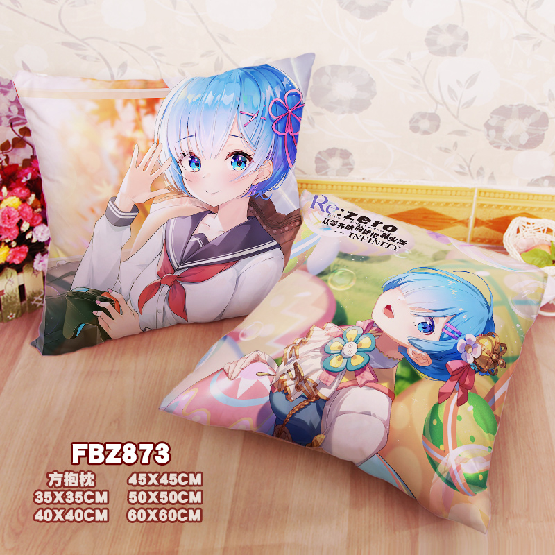 New Rem Re Zero 45x45cm(18x18inch) Square Anime Dakimakura Throw Pillow Cover Fbz873