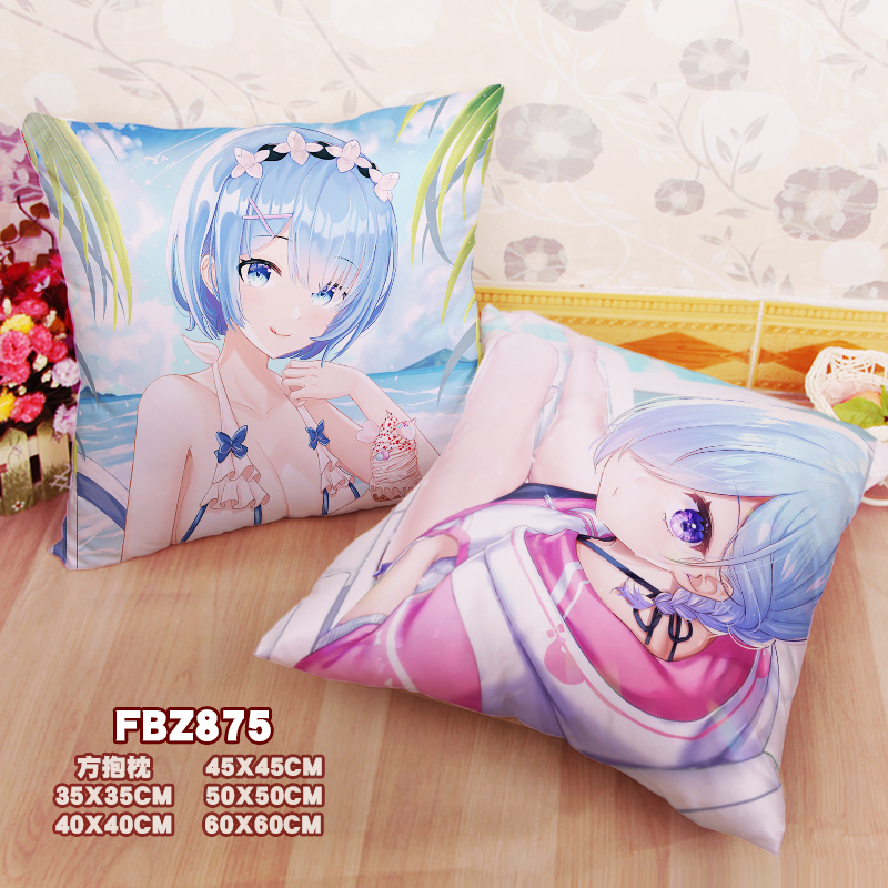 New Rem Re Zero 45x45cm(18x18inch) Square Anime Dakimakura Throw Pillow Cover Fbz875