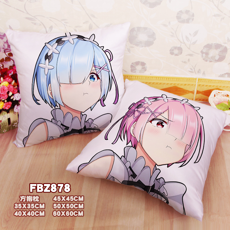 New Rem Re Zero 45x45cm(18x18inch) Square Anime Dakimakura Throw Pillow Cover Fbz878