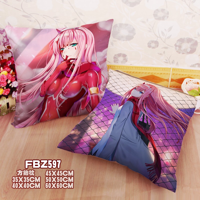 New Zero Two Darling In The Franxx 45x45cm(18x18inch) Square Anime Dakimakura Throw Pillow Cover Fbz597