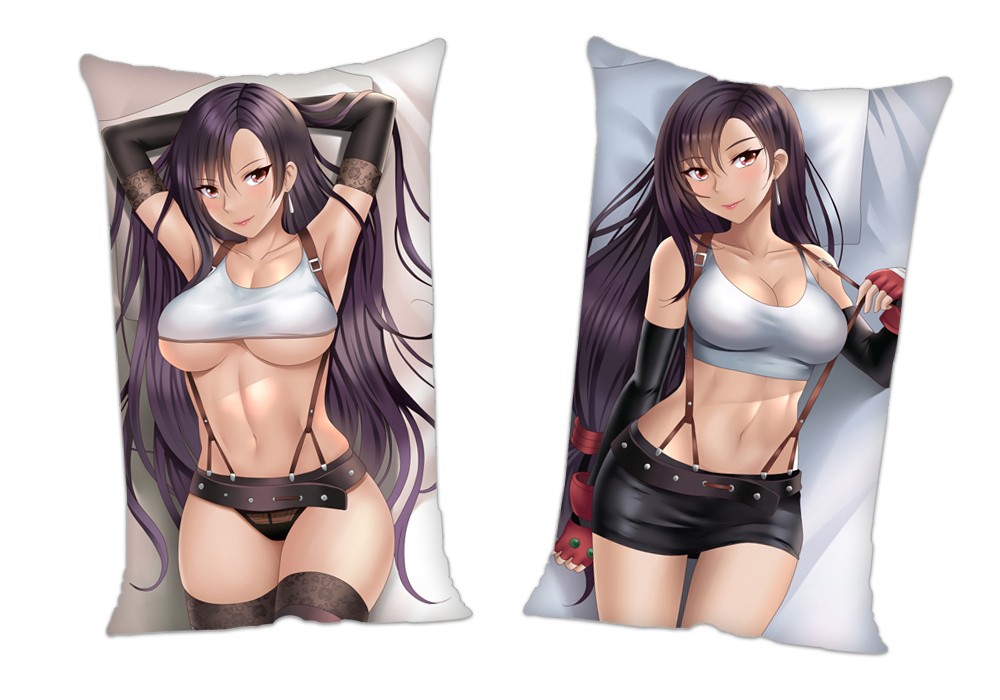 Final Fantasy Tifa Lockhart Anime 2Way Tricot Air Pillow With a Hole 35x55cm(13.7in x 21.6in)