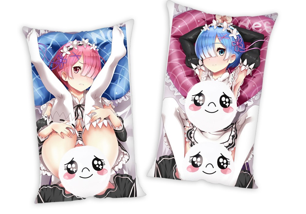 Rem Ram Re Zero Anime Two Way Tricot Air Pillow With a Hole 35x55cm(13.7in x 21.6in)