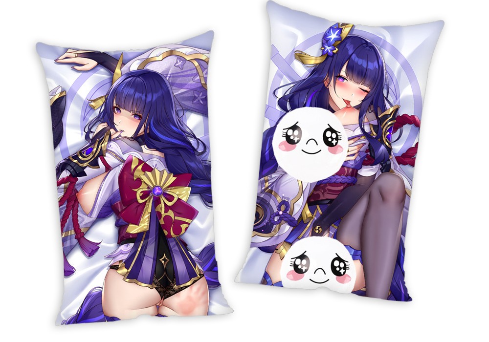 Genshin Impact Raiden Shogun Baal Anime Two Way Tricot Air Pillow With a Hole 35x55cm(13.7in x 21.6in)