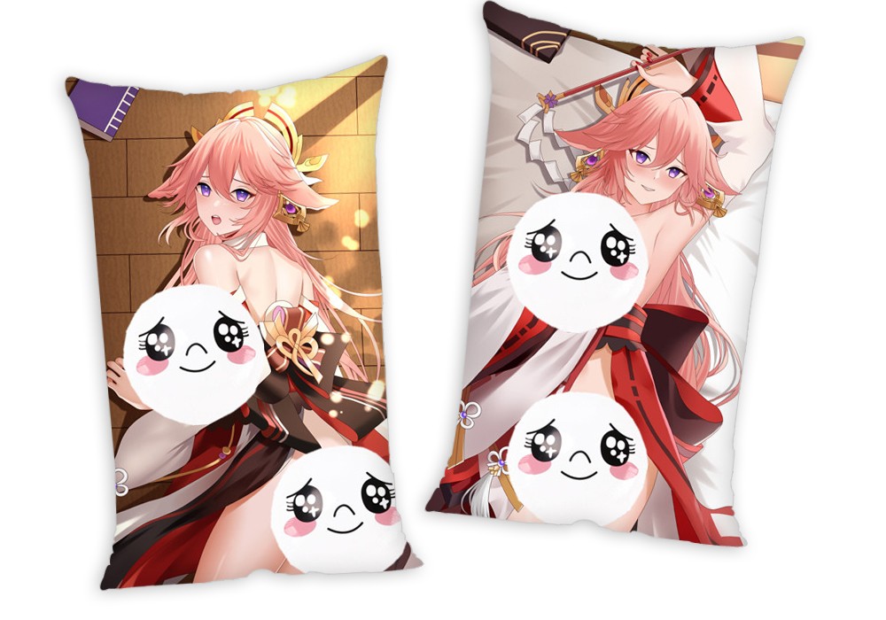 Genshin Impact Yae Miko Anime Two Way Tricot Air Pillow With a Hole 35x55cm(13.7in x 21.6in)