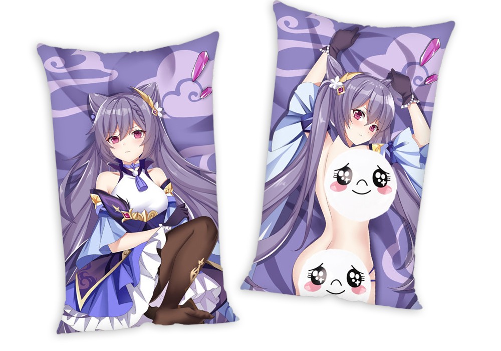 Genshin Impact Keqing Anime Two Way Tricot Air Pillow With a Hole 35x55cm(13.7in x 21.6in)