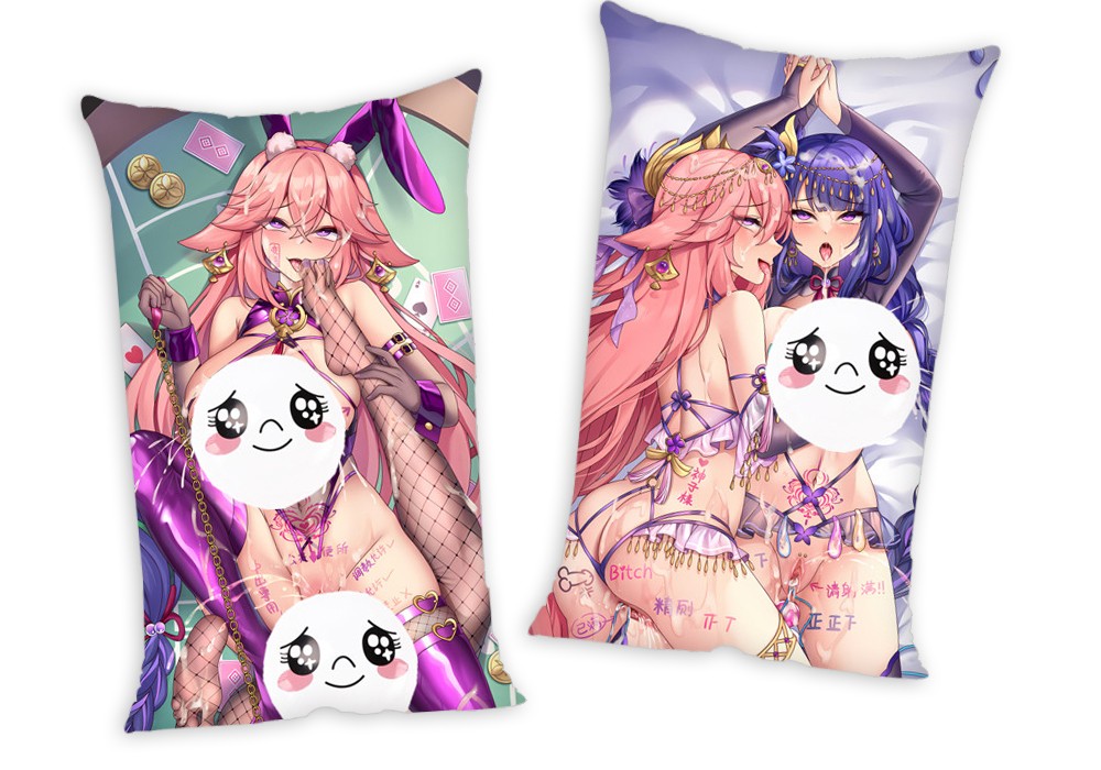 Genshin Impact Yae Miko Raiden Shogun Baal Anime Two Way Tricot Air Pillow With a Hole 35x55cm(13.7in x 21.6in)