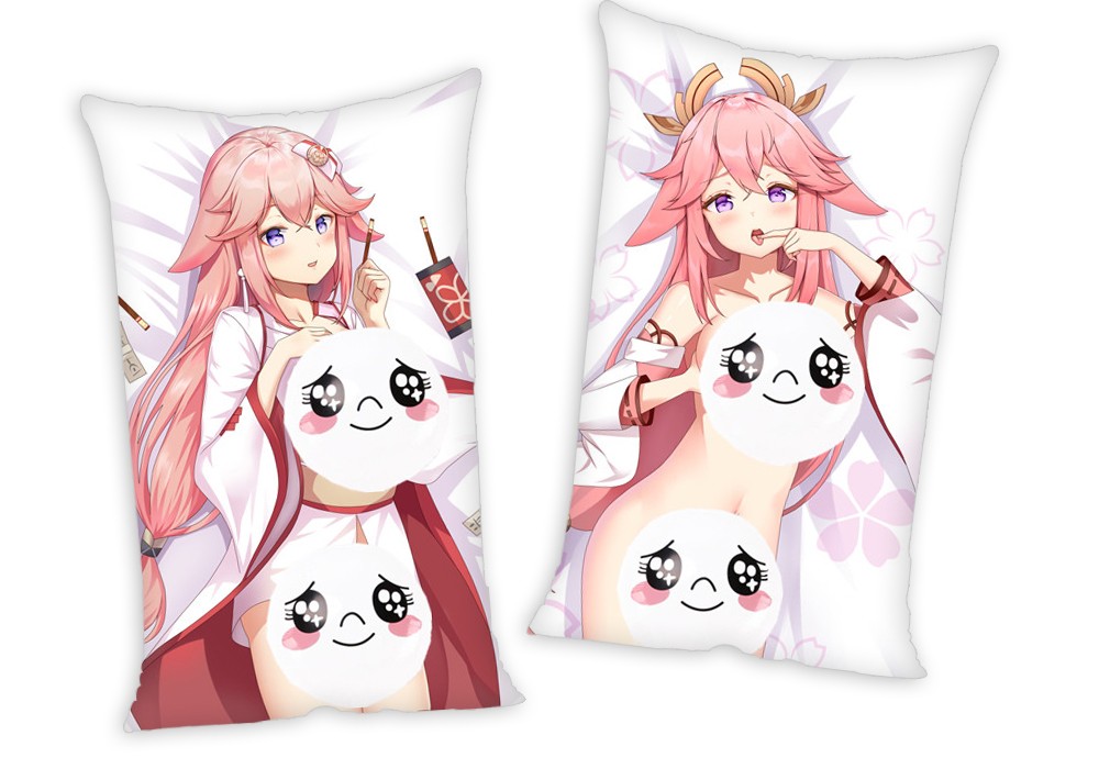 Genshin Impact Yae Miko Anime Two Way Tricot Air Pillow With a Hole 35x55cm(13.7in x 21.6in)