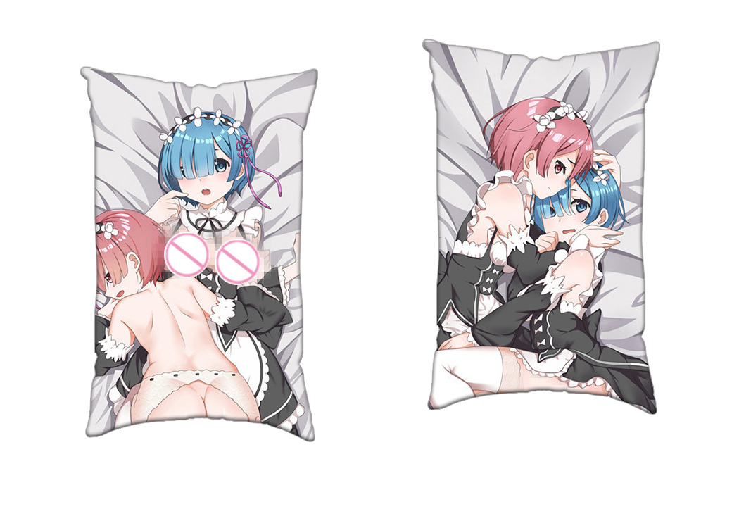 Rem and Ram Re Zero Anime 2 Way Tricot Air Pillow With a Hole 35x55cm(13.7in x 21.6in)