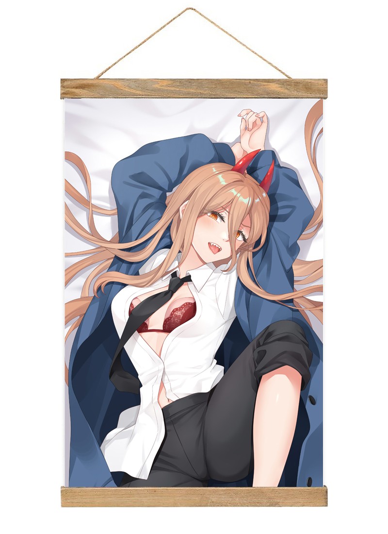 Chainsaw Man Power Anime Dakimakura Scroll Painting Wall Picture Anime Wall Scroll Hanging Home Decor