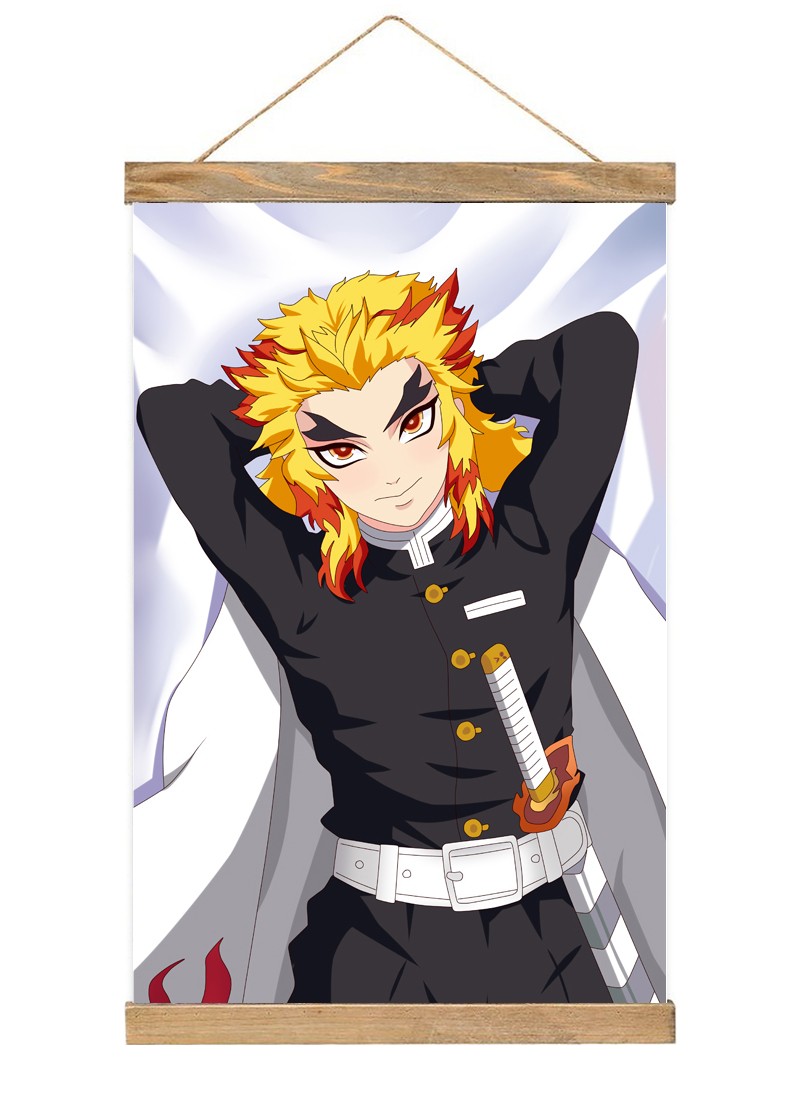 Demon Slayer Kimetsu no Yaiba Rengoku Kyoujurou-1 Scroll Painting Wall Picture Anime Wall Scroll Hanging Home Decor