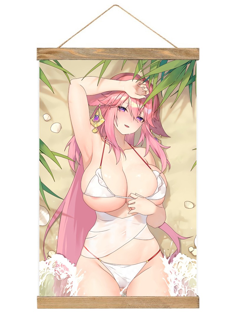 Genshin Impact Yae Miko-1 Scroll Painting Wall Picture Anime Wall Scroll Hanging Home Decor