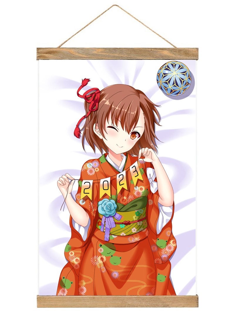 A Certain Scientific Railgun Mikoto Misaka-1 Scroll Painting Wall Picture Anime Wall Scroll Hanging Home Decor
