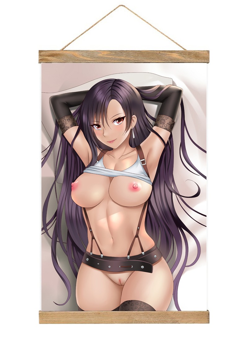Final Fantasy Tifa Lockhart Scroll Painting Wall Picture Anime Wall Scroll Hanging Home Decor